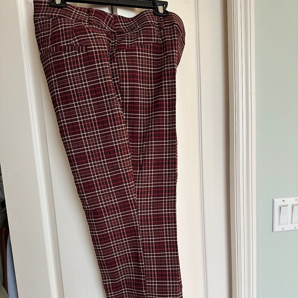 LANE BRYANT Burgundy Plaid Trouser